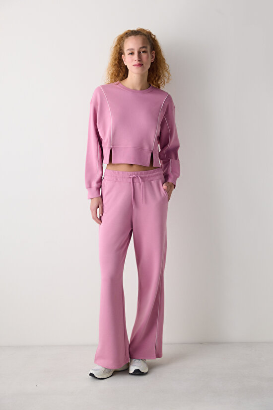 Pembe Rahat Kesim Eşofman Üstü - 3