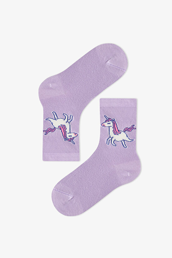Kız Çocuk Pembe Loving Unicorn 4 Çift Soket Çorap - 3