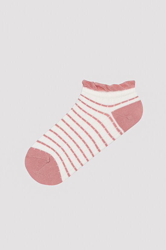 Colorful Lined Frill Beyaz 5li Patik Çorap - 2