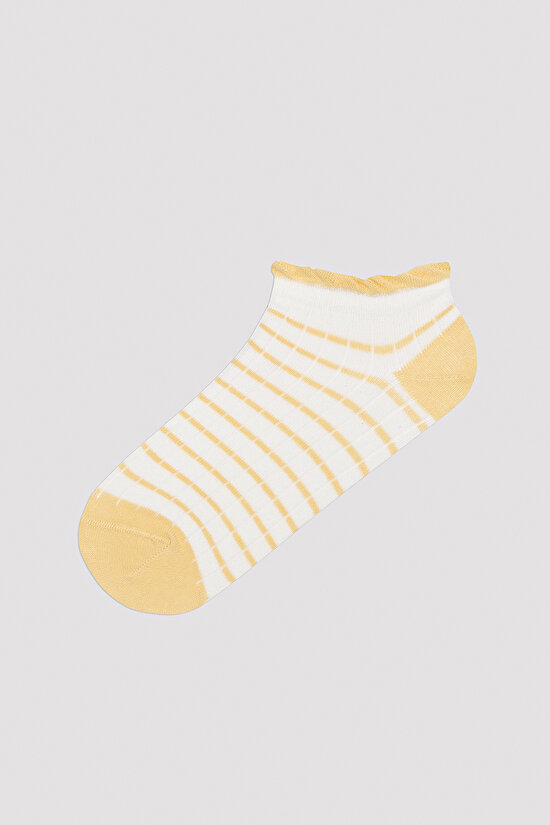 Colorful Lined Frill Beyaz 5li Patik Çorap - 5