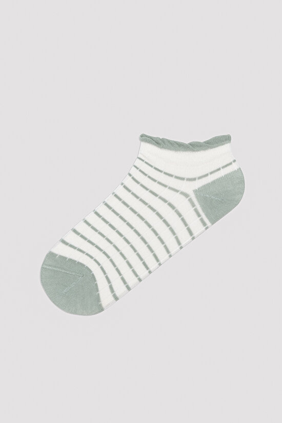 Colorful Lined Frill Beyaz 5li Patik Çorap - 6