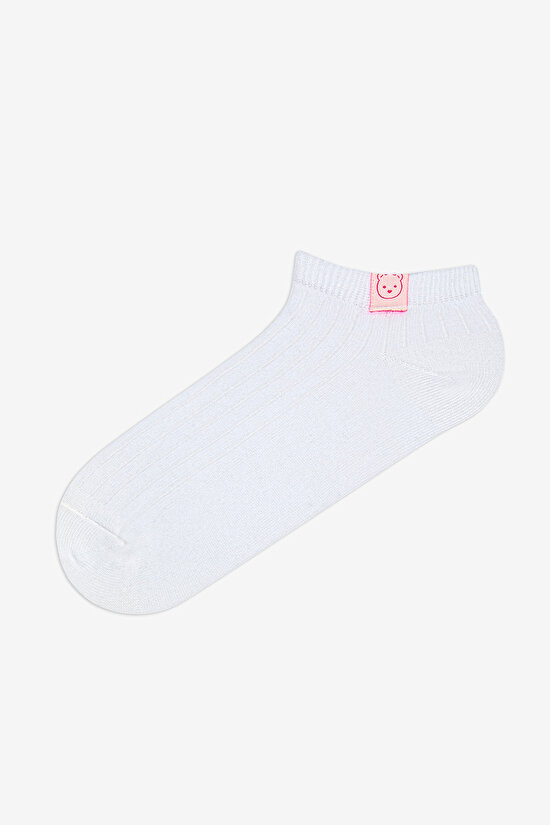 2 Çift Pamuklu Bileği Teddy Bear Ayı Dokuma Etiketli Patik Çorap - 3
