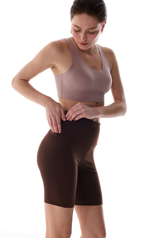 Kahverengi Merrow Cep Detaylı Biker Tayt - 8