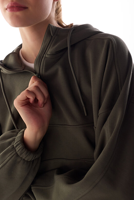 Haki Inner Polar Uzun Kollu Sweatshirt - 2