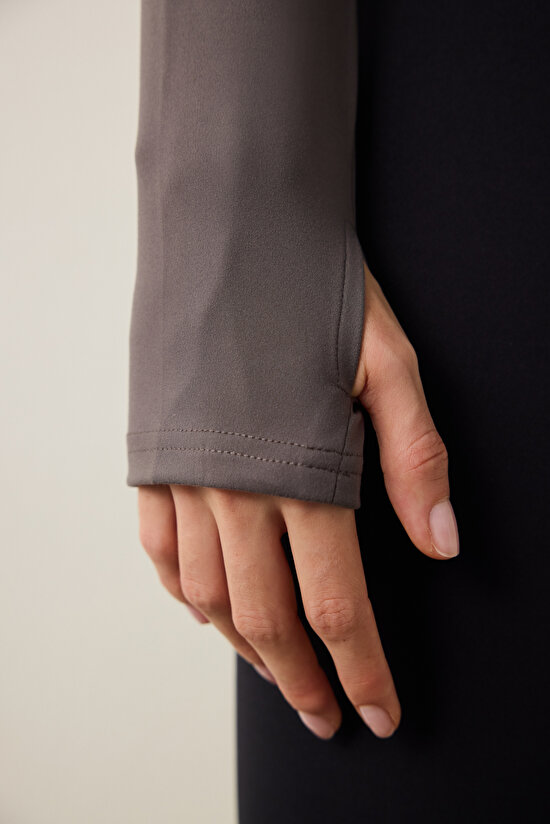 Anthracite Slim Fit Corset Detail Zippered Jacket - 6