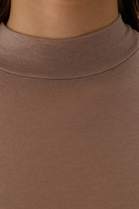 Dark Beige Turtle Neck Cashmere Top - 7