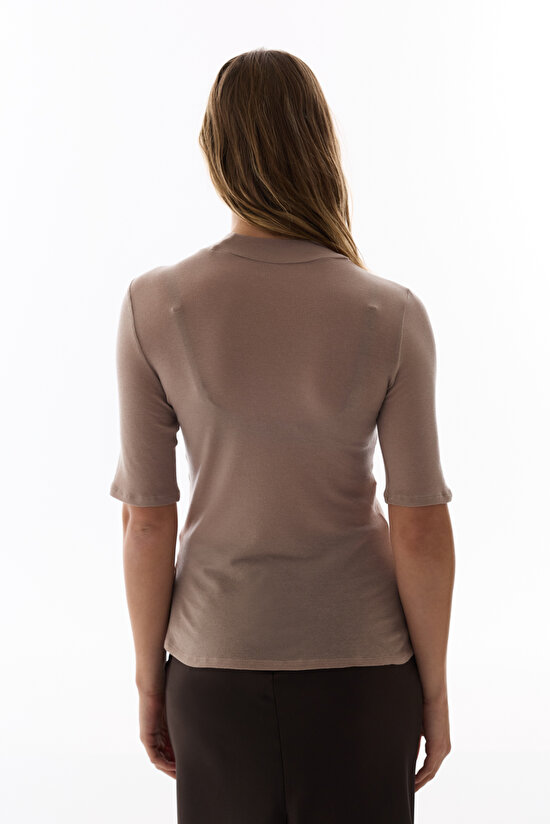 Dark Beige Turtle Neck Cashmere Top - 9