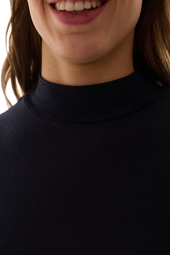 Navy Turtle Neck Cashmere Top - 5
