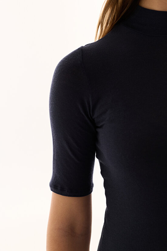 Navy Turtle Neck Cashmere Top - 6