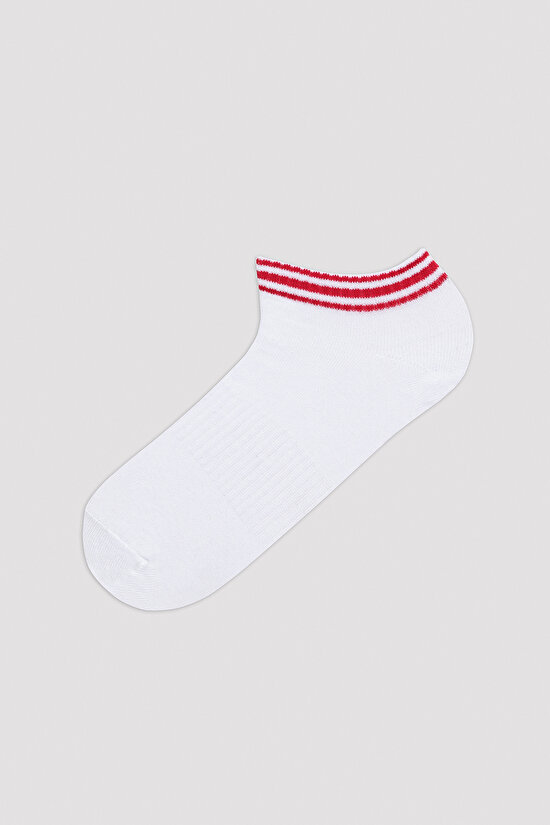 Erkek White Stripe 3lü Patik Çorap - 4
