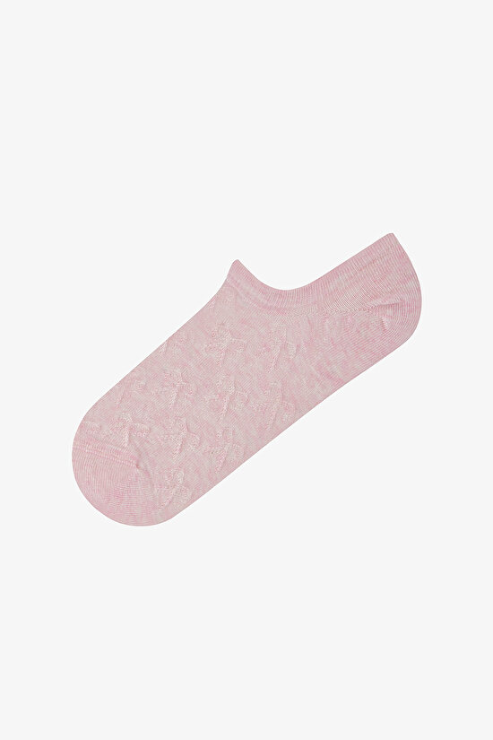 3 Çift Burun Dikişsiz Pamuklu Renkli Kendinden Fiyonk Desenli Sneaker Çorap - 2