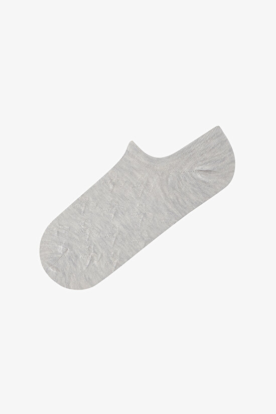 3 Çift Burun Dikişsiz Pamuklu Renkli Kendinden Fiyonk Desenli Sneaker Çorap - 4