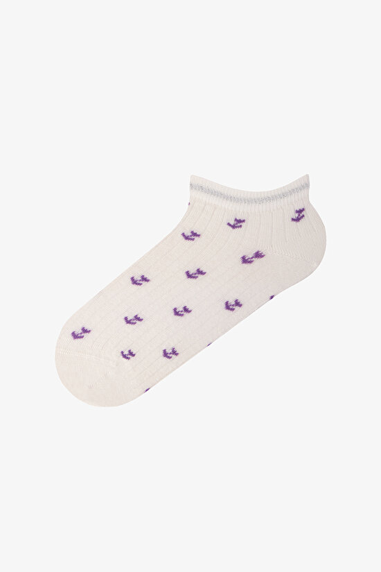 Burgundy Smoke Mini Pattern Ditsy Floral 5 Pack Liner Socks - 2
