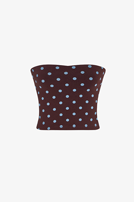 Polka Dot Strapless Cotton Top - 5