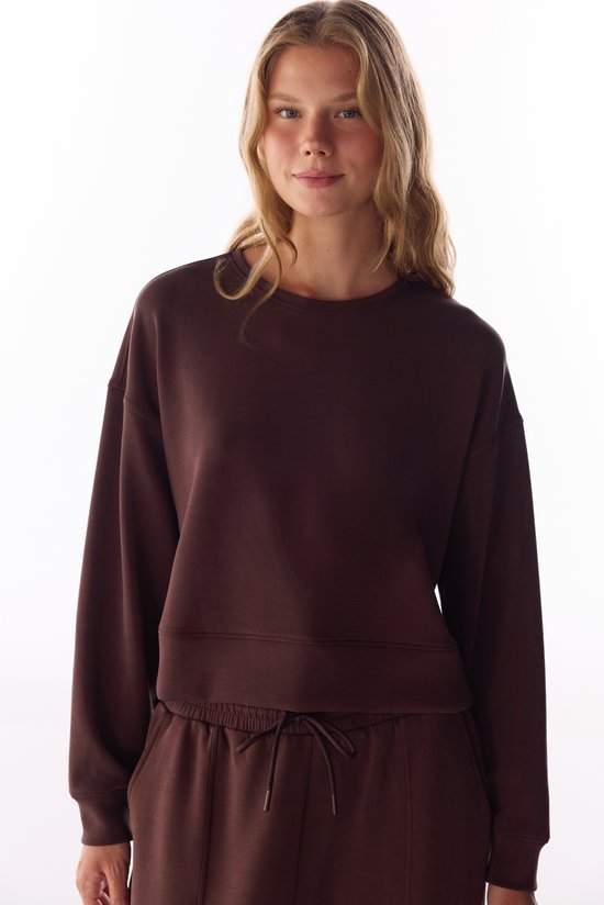 Kahverengi Modal Şardonlu Bisiklet Yaka Sweatshirt - 1