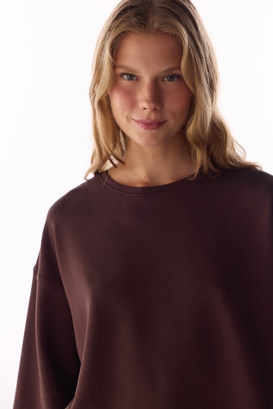 Kahverengi Modal Şardonlu Bisiklet Yaka Sweatshirt - 3