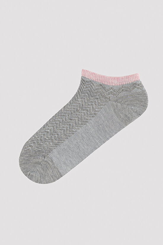 Zigzag Desenli 5li Gri Patik Çorap - 2