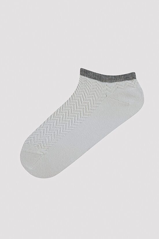 Zigzag Desenli 5li Gri Patik Çorap - 5
