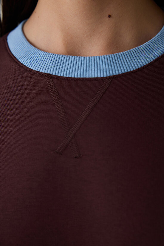 Brown Floral Patterned Collar Oversize Sweatshirt - Inspired by Flora - 6