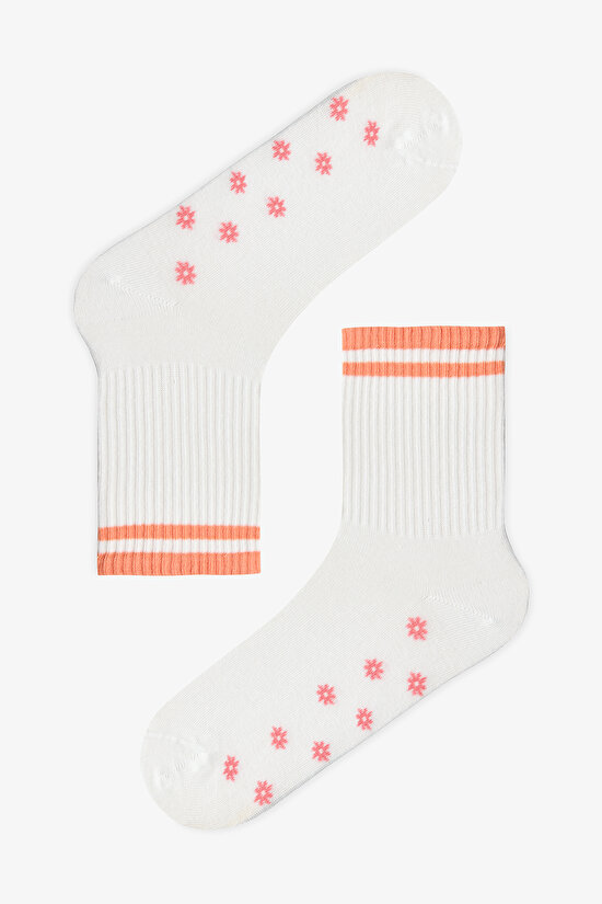 Beyaz - Multi Fruity Tennis 2'li Soket Çorap - 3