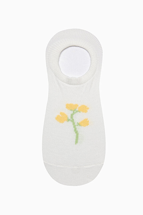 3 Çift Pamuklu Çiçek Desenli Sneaker Çorap - 3