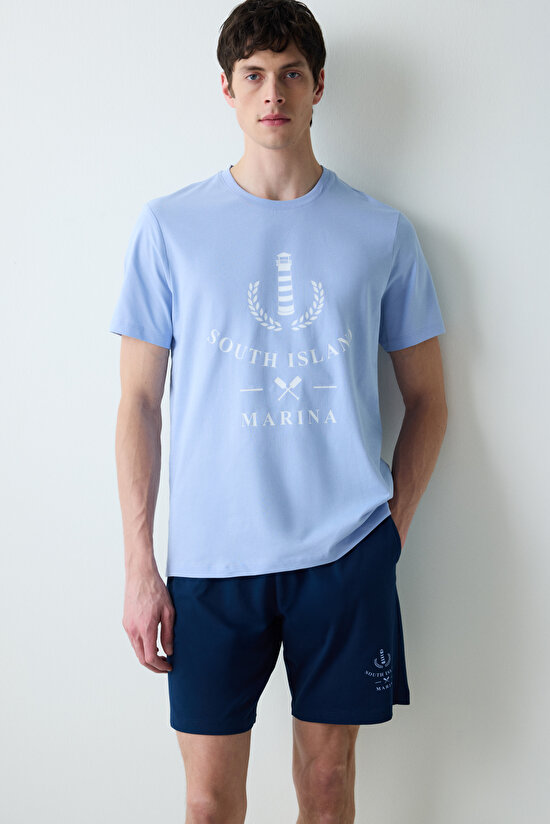 Blue Anchor Şortlu Çok Renkli Pijama Takımı - 3