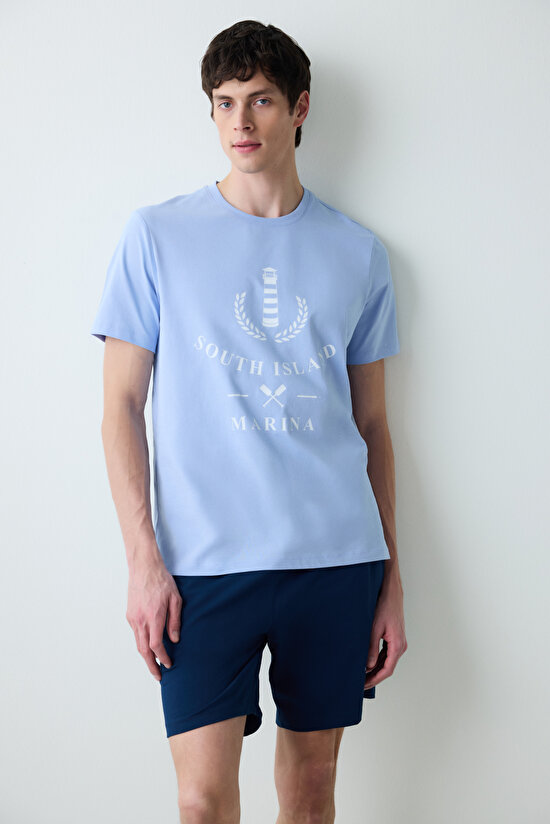 Blue Anchor Şortlu Çok Renkli Pijama Takımı - 4