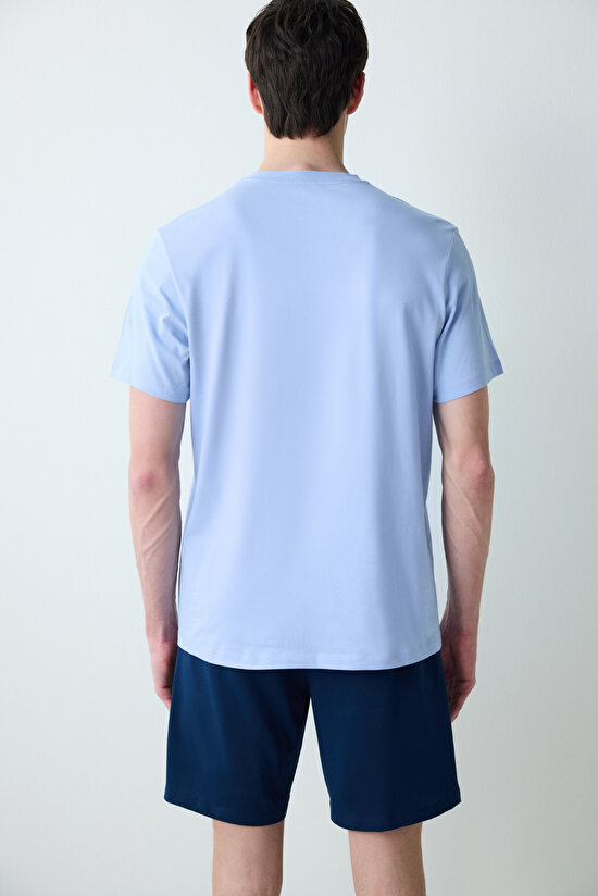 Blue Anchor Şortlu Çok Renkli Pijama Takımı - 9