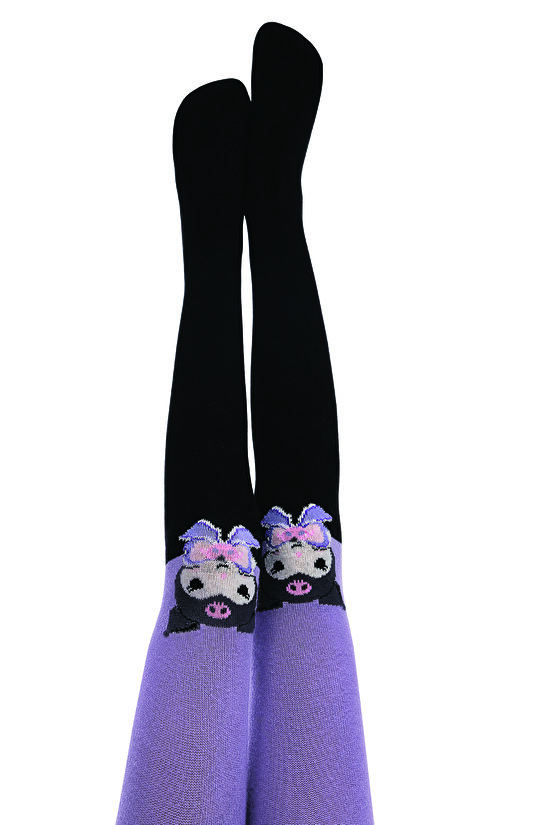 Black Girl Pretty Kuromi Cartoon Patterned 100 Denier Tights - 1