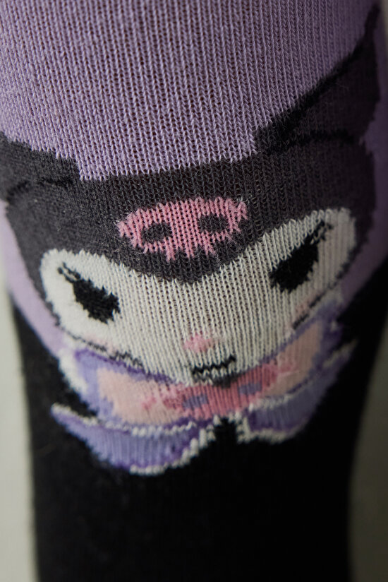 Black Girl Pretty Kuromi Cartoon Patterned 100 Denier Tights - 3