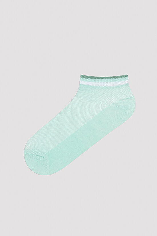 Soft Color Çizgili Mint 3lü Patik Çorap - 3