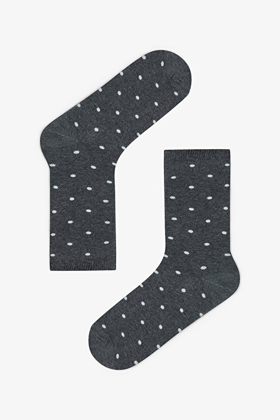 5 Çift Pamuklu Yıldız ve Puantiye Desenli Soket Çorap - 4