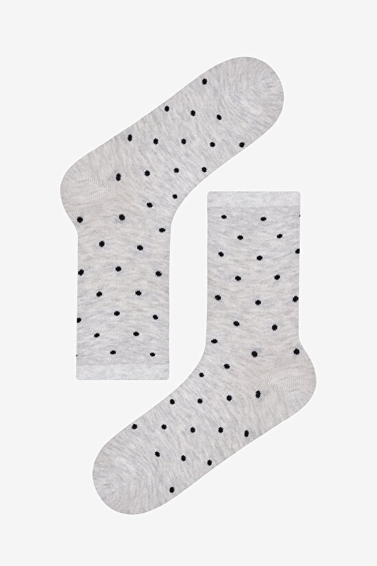 Stripe Dot 5li Gri Çok Renkli Burun Dikişsiz Soket Çorap - 6