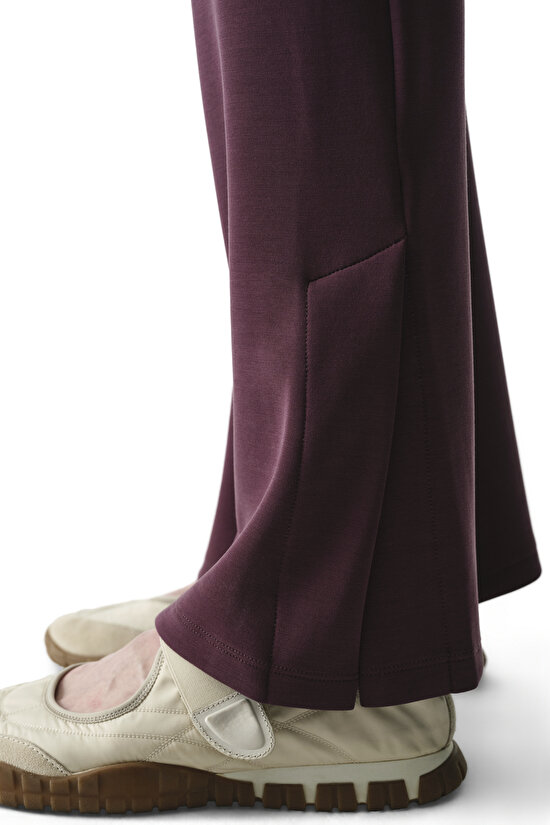 Burgundy Flare Slit Modal Pants - 6