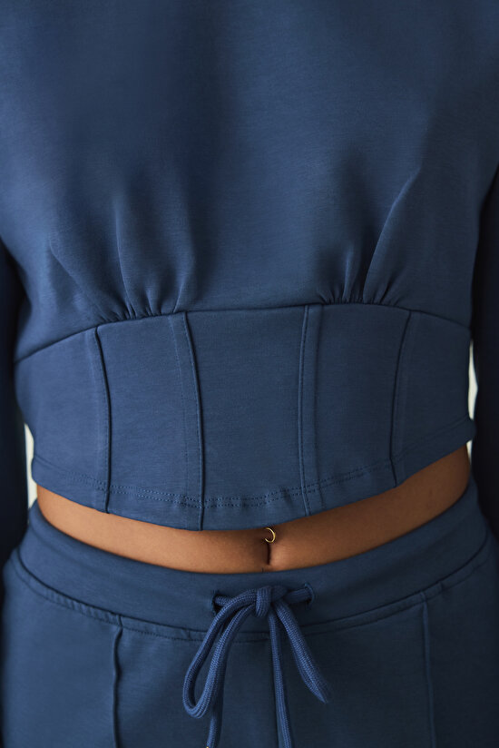 Indigo Belle Line Crew Neck Crop Sweatshirt - 4