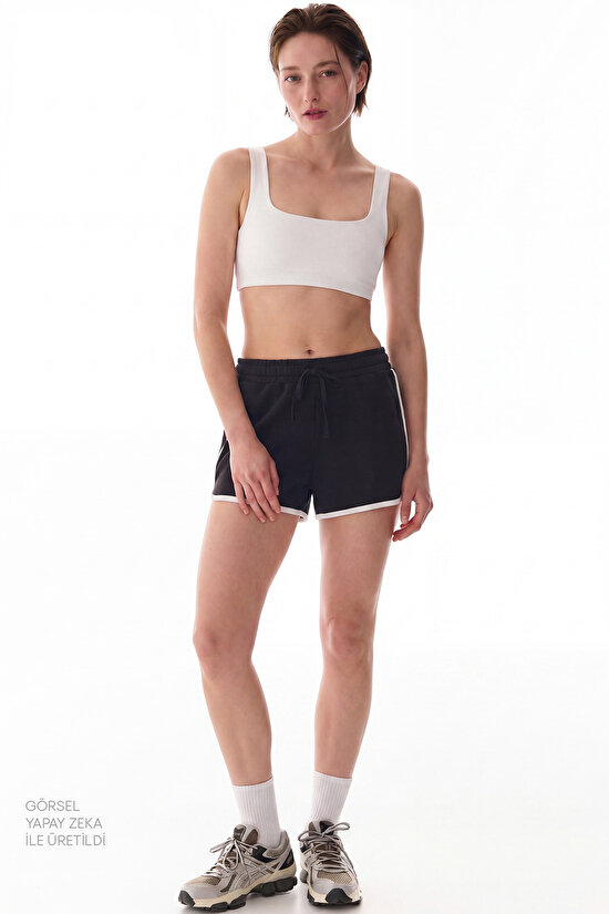 Black Retro Cotton Shorts - 4