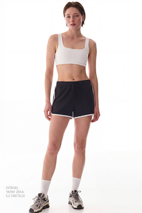Black Retro Cotton Shorts - 5