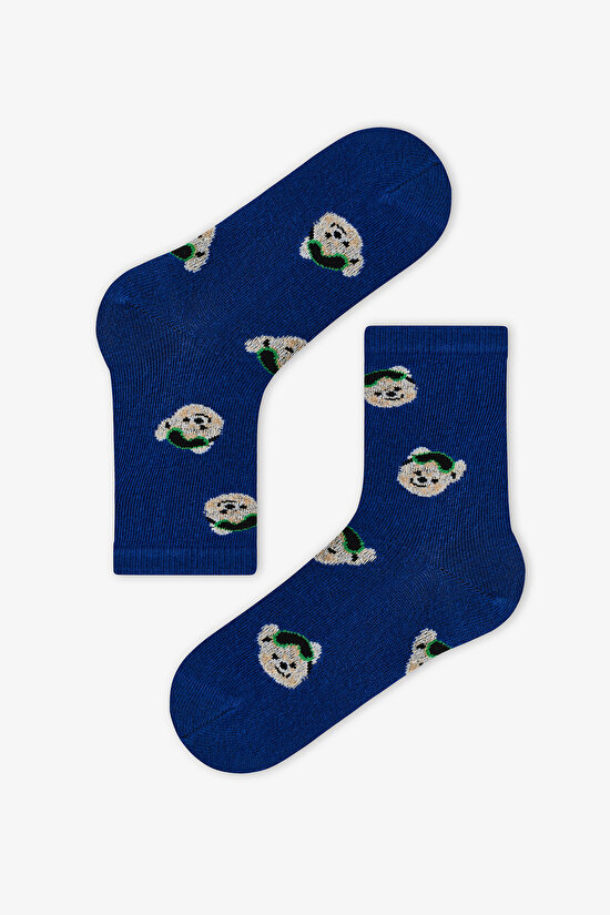 Erkek Çocuk Snowboard Bear Pamuklu 4 Çift Soket Çorap - 3