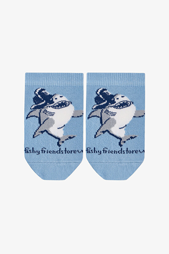 Mavi Erkek Çocuk Captain Shark 4 'lü Patik Çorap - 3