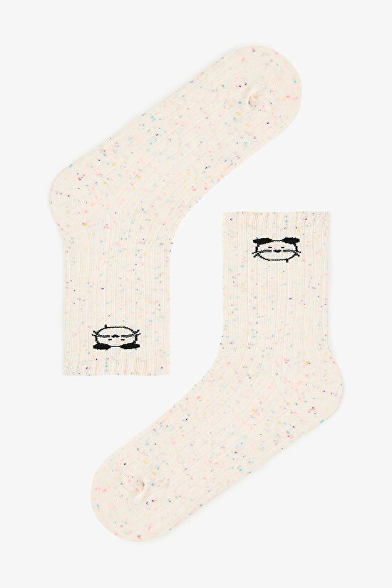 3 Çift Pamuklu Hayvan Desenli Soket Çorap - 4