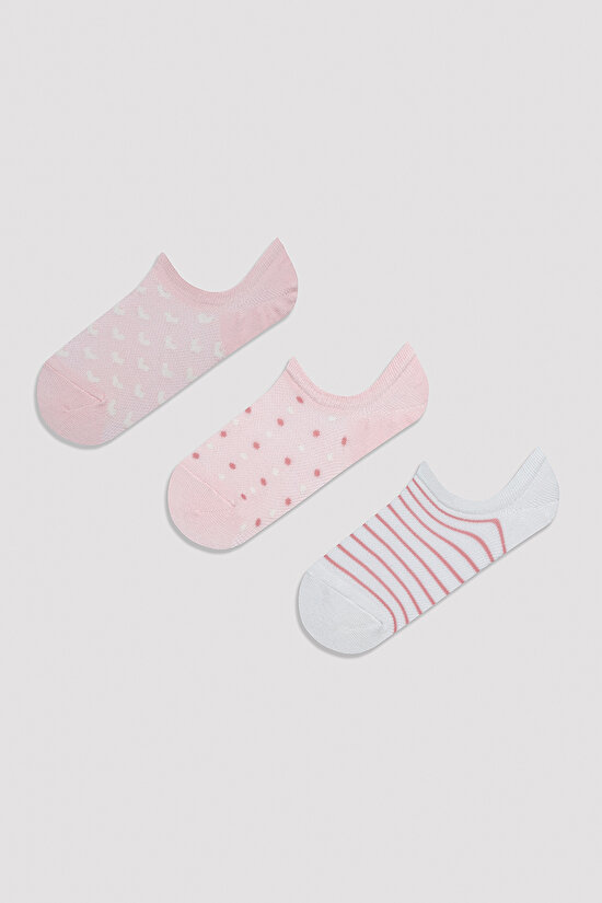 Pinky Heart 3lü Sneaker Çorap - 1