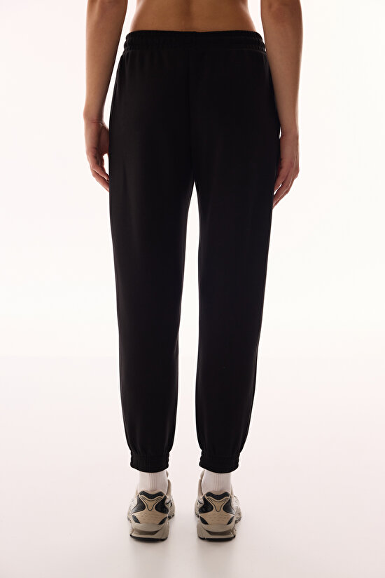 Siyah Silky Touch Yüksek Bel Cepli Jogger - 3