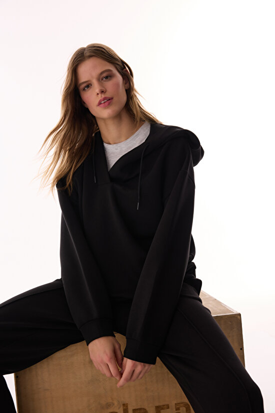 Siyah Silky Touch Yüksek Bel Cepli Jogger - 4