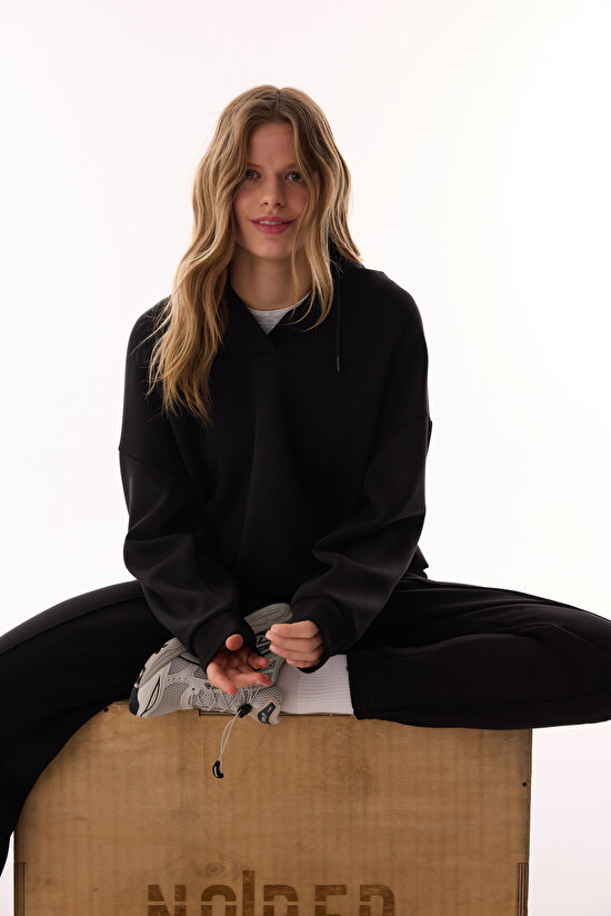 Siyah Silky Touch Yüksek Bel Cepli Jogger - 5