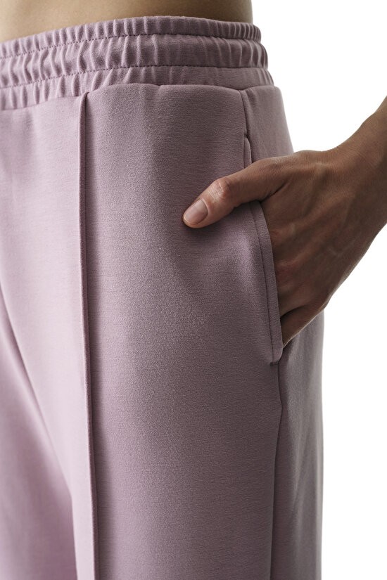 Lila Silky Touch Yüksek Bel Lastikli Paça Jogger - 4