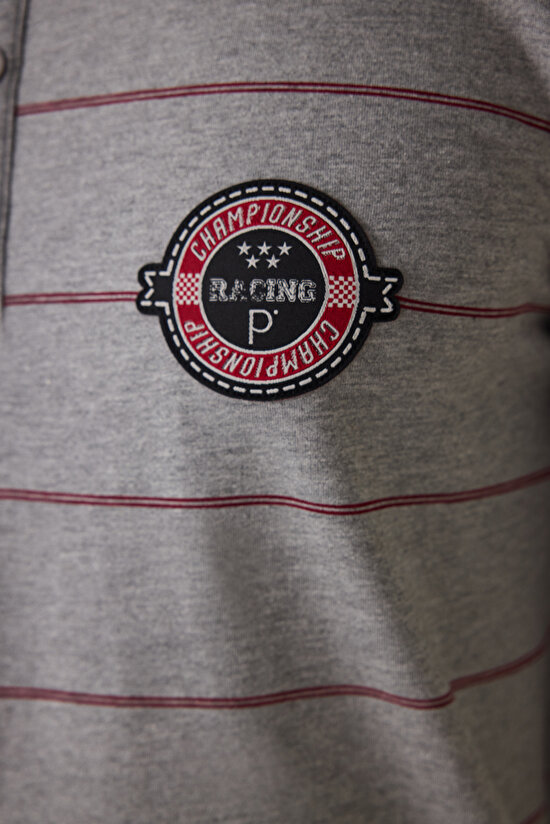 Melanj Erkek Çizgili Oversize Pijama Takımı - 5