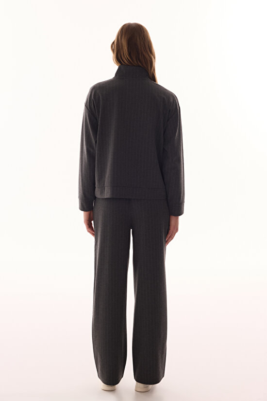 Anthracite Zipped Striped Sweatshirt - 7