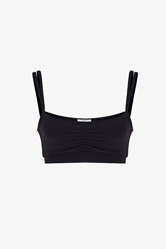 Black Layered Removable Pad Micro Sports Bra