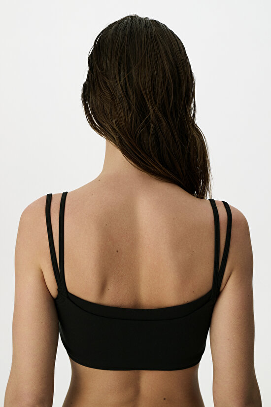 Black Layered Removable Pad Micro Sports Bra - 4