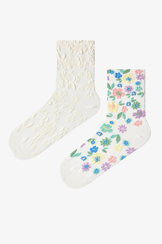 Velvet Flora 2'li Soket Çorap - 1